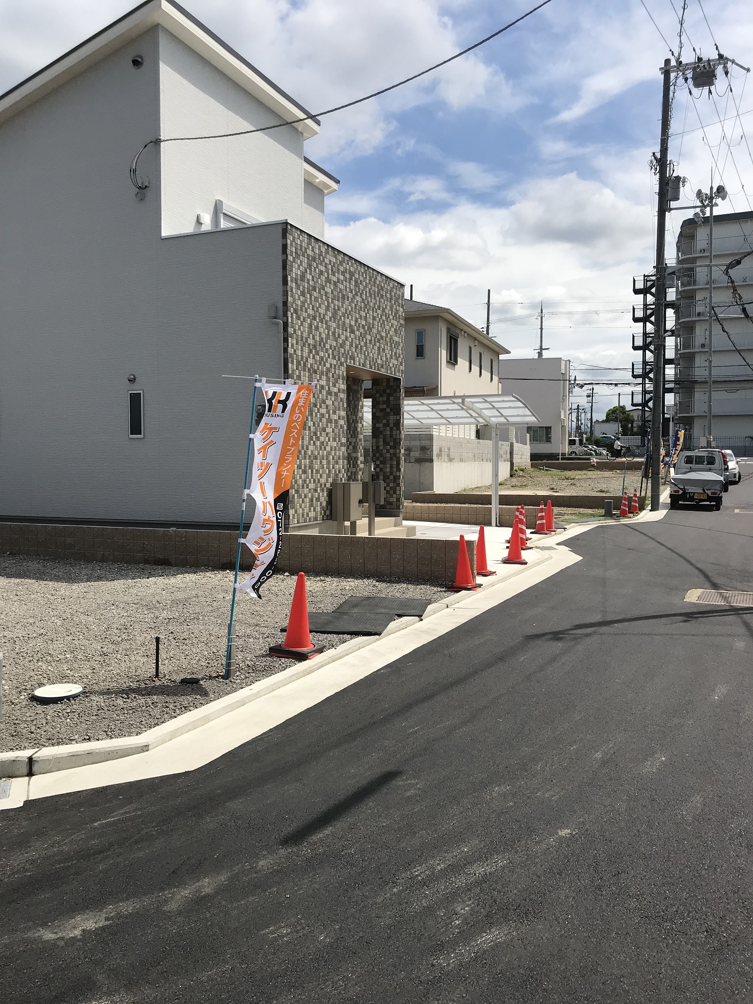 貝塚市堀町の五区画の新築分譲地の道路舗装が終わりました！